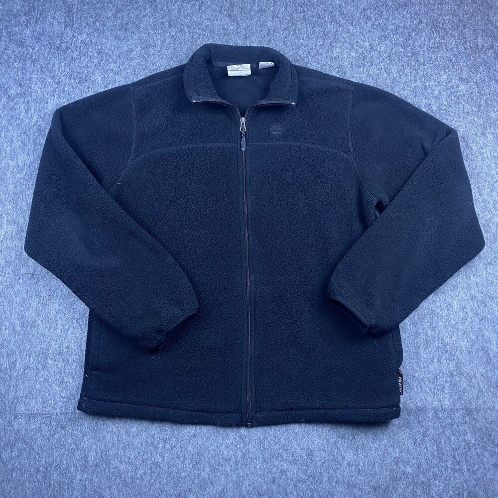 Timberland Men's Fleece Jacket Polartec Black Full Zip Long Sleeve Size Large